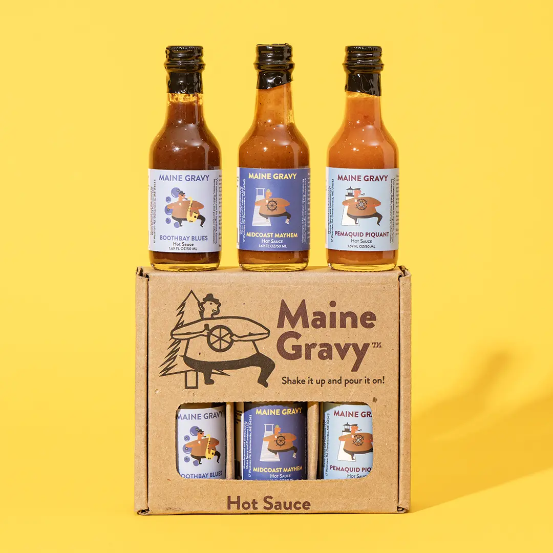 Maine Gravy Gift Pack with bottles on top
